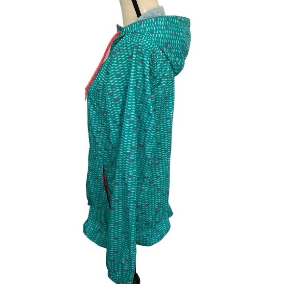 Columbia Women’s Windbreaker Rain Jacket Teal and Hot Pink Aztec Print Sz Small - Picture 3 of 12